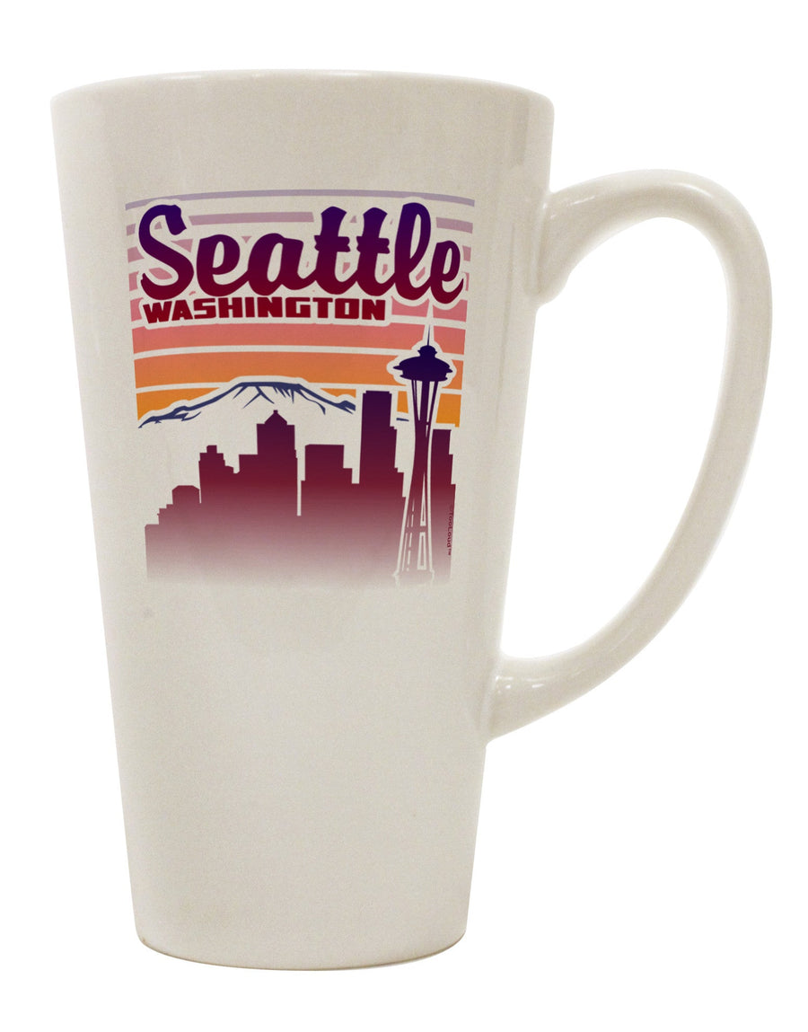 Seattle Sunset Conical Latte Coffee Mug - Expertly Crafted Drinkware-Conical Latte Mug-TooLoud-White-Davson Sales