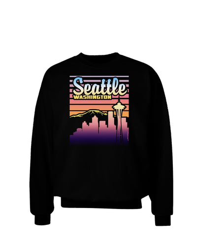 Seattle Washington Sunset Adult Dark Sweatshirt-Sweatshirts-TooLoud-Black-Small-Davson Sales