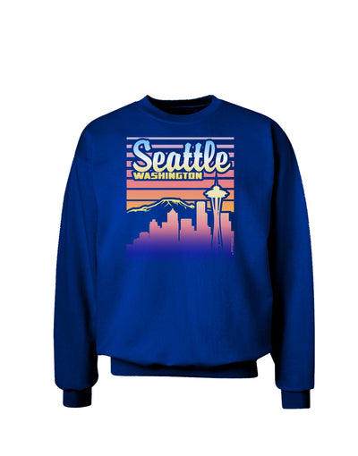 Seattle Washington Sunset Adult Dark Sweatshirt-Sweatshirts-TooLoud-Deep-Royal-Blue-Small-Davson Sales