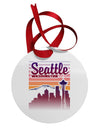 Seattle Washington Sunset Circular Metal Ornament-Ornament-TooLoud-White-Davson Sales