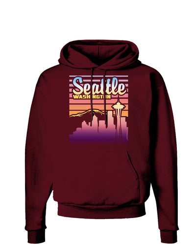 Seattle Washington Sunset Dark Hoodie Sweatshirt-Hoodie-TooLoud-Maroon-Small-Davson Sales