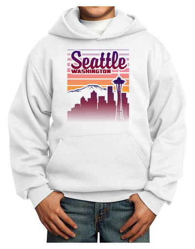 Seattle Washington Sunset Youth Hoodie Pullover Sweatshirt-Youth Hoodie-TooLoud-White-XS-Davson Sales