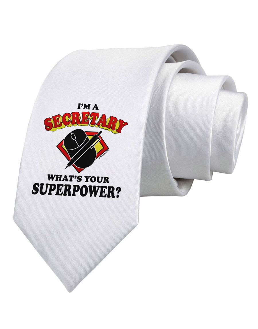 Secretary - Superpower Printed White Necktie