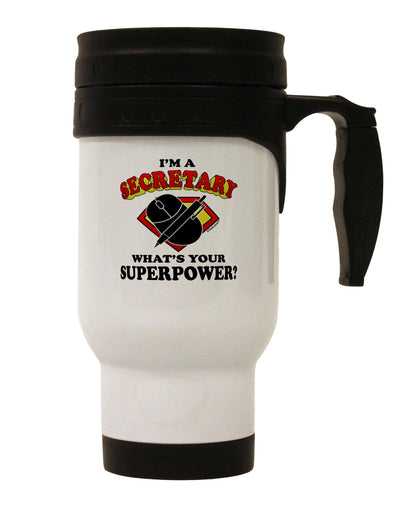 Secretary - Superpower Stainless Steel 14oz Travel Mug-Travel Mugs-TooLoud-White-Davson Sales