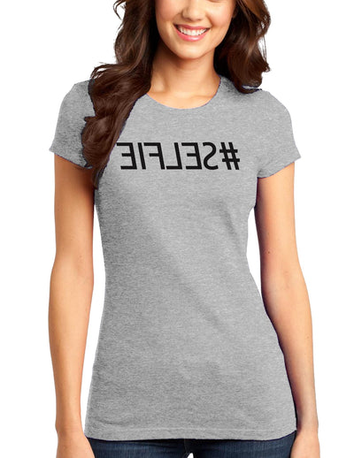 #selfie Mirrored Juniors T-Shirt-Womens Juniors T-Shirt-TooLoud-Heather-Gray-Small-Davson Sales