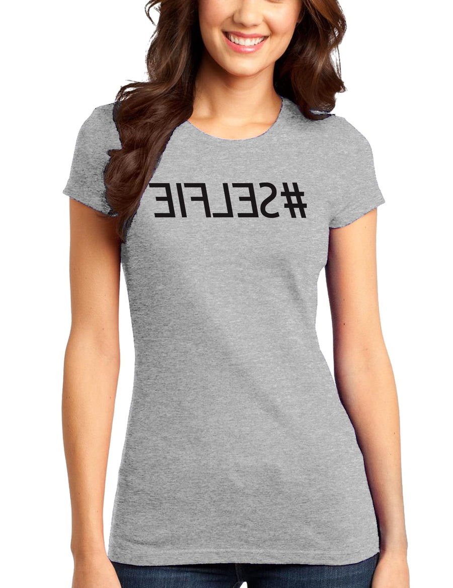 #selfie Mirrored Juniors T-Shirt-Womens Juniors T-Shirt-TooLoud-White-Small-Davson Sales