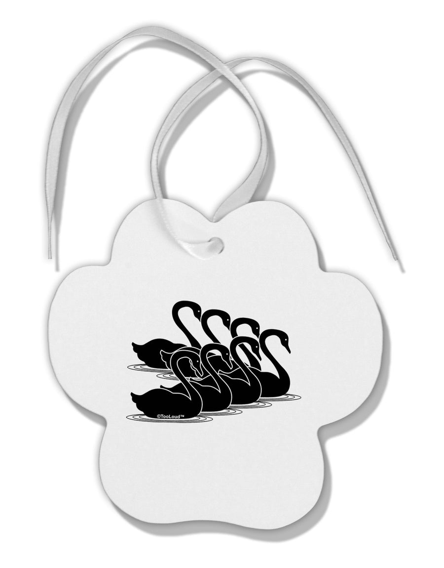 Seven Swans A Swimming Paw Print Shaped Ornament-Ornament-TooLoud-White-Davson Sales