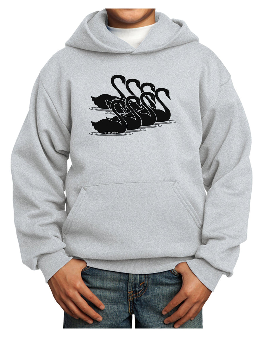 Seven Swans A Swimming Youth Hoodie Pullover Sweatshirt-Youth Hoodie-TooLoud-White-XS-Davson Sales