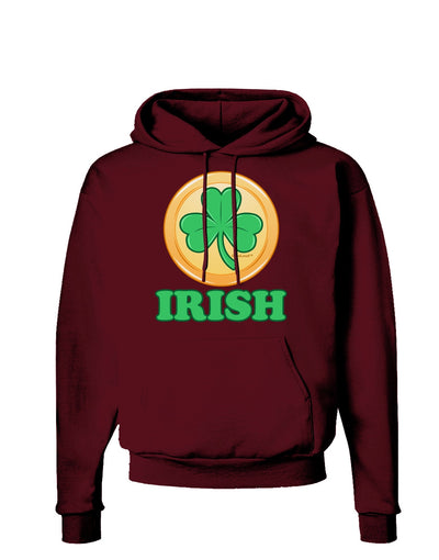 Shamrock Button - Irish Dark Hoodie Sweatshirt by TooLoud-Hoodie-TooLoud-Maroon-Small-Davson Sales