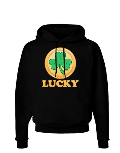 Shamrock Button - Lucky Dark Hoodie Sweatshirt by TooLoud-Hoodie-TooLoud-Black-Small-Davson Sales