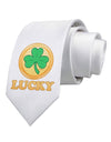 Shamrock Button - Lucky Printed White Necktie by TooLoud