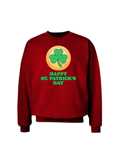 Shamrock Button - St Patrick's Day Adult Dark Sweatshirt by TooLoud-Sweatshirts-TooLoud-Deep-Red-Small-Davson Sales