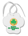 Shamrock Button - St Patrick's Day Paw Print Shaped Ornament by TooLoud-Ornament-TooLoud-White-Davson Sales