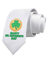 Shamrock Button - St Patrick's Day Printed White Necktie by TooLoud