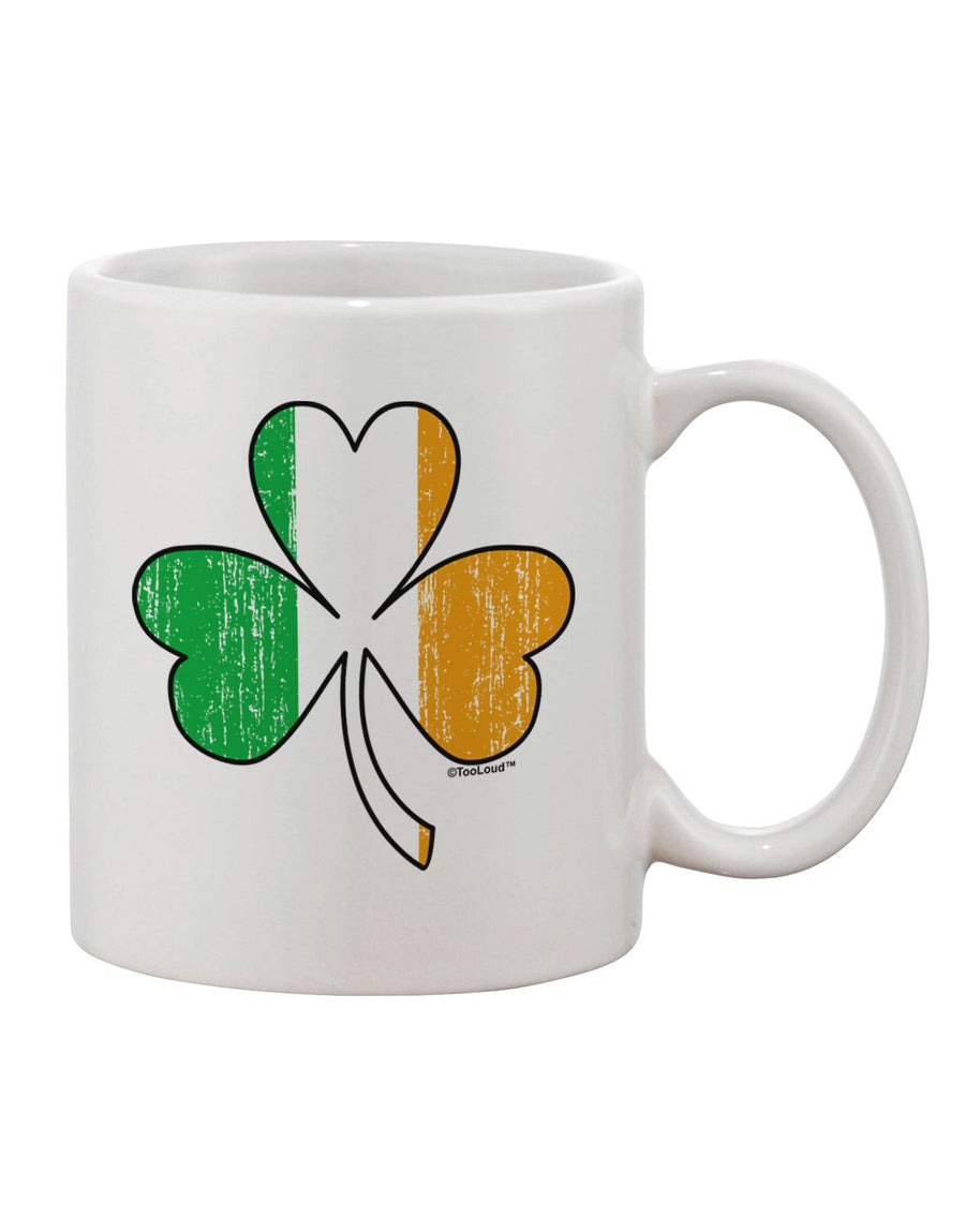 Shamrock Distressed Printed 11 oz Coffee Mug - A Captivating Irish Flag Design by TooLoud-11 OZ Coffee Mug-TooLoud-White-Davson Sales