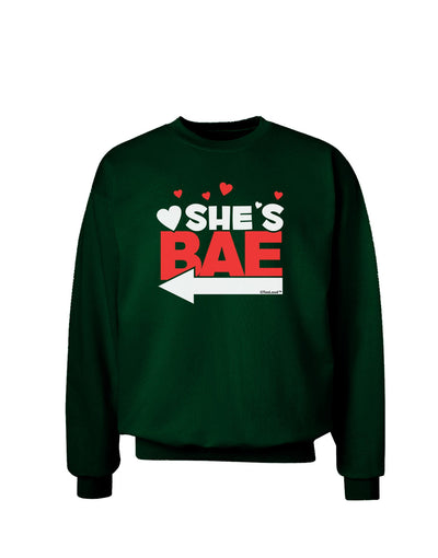 She's BAE - Left Arrow Adult Dark Sweatshirt-Sweatshirts-TooLoud-Deep-Forest-Green-Small-Davson Sales