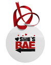 She's BAE - Left Arrow Circular Metal Ornament-Ornament-TooLoud-White-Davson Sales