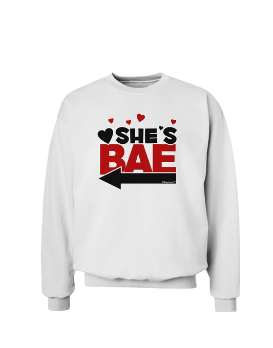 She's BAE - Left Arrow Sweatshirt-Sweatshirts-TooLoud-White-Small-Davson Sales