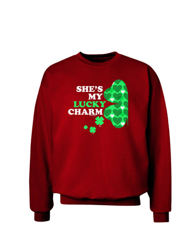 She's My Lucky Charm - Left Adult Dark Sweatshirt-Sweatshirts-TooLoud-Deep-Red-Small-Davson Sales