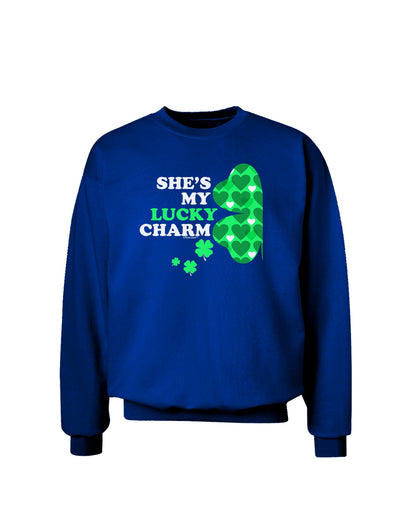 She's My Lucky Charm - Left Adult Dark Sweatshirt-Sweatshirts-TooLoud-Deep-Royal-Blue-Small-Davson Sales