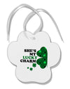 She's My Lucky Charm - Left Paw Print Shaped Ornament-Ornament-TooLoud-White-Davson Sales