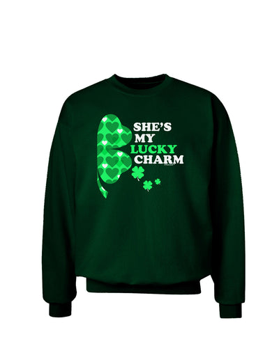 She's My Lucky Charm - Right Adult Dark Sweatshirt-Sweatshirts-TooLoud-Deep-Forest-Green-Small-Davson Sales