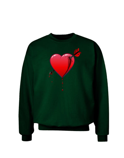 Shot Through the Heart Bleeding Adult Dark Sweatshirt by-Sweatshirts-TooLoud-Deep-Forest-Green-Small-Davson Sales