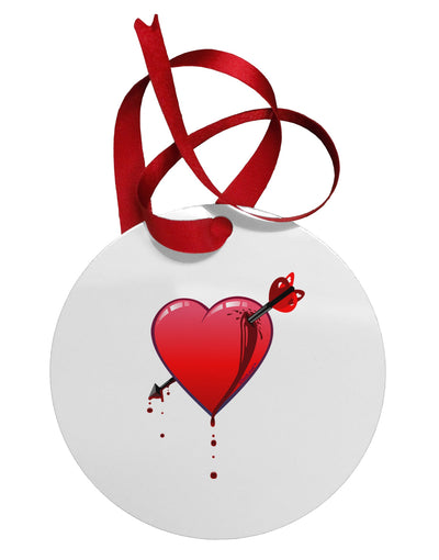 Shot Through the Heart Bleeding Circular Metal Ornament by TooLoud-Ornament-TooLoud-White-Davson Sales