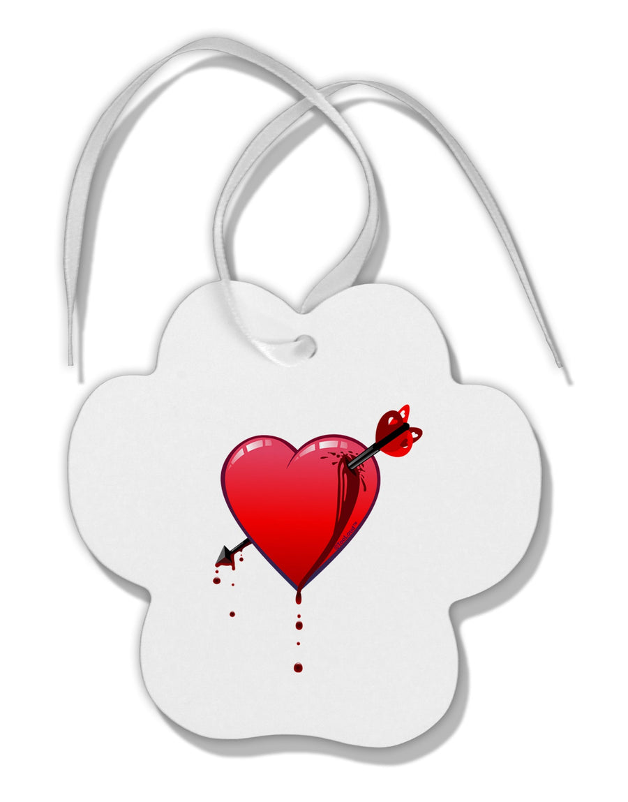 Shot Through the Heart Bleeding Paw Print Shaped Ornament by TooLoud-Ornament-TooLoud-White-Davson Sales