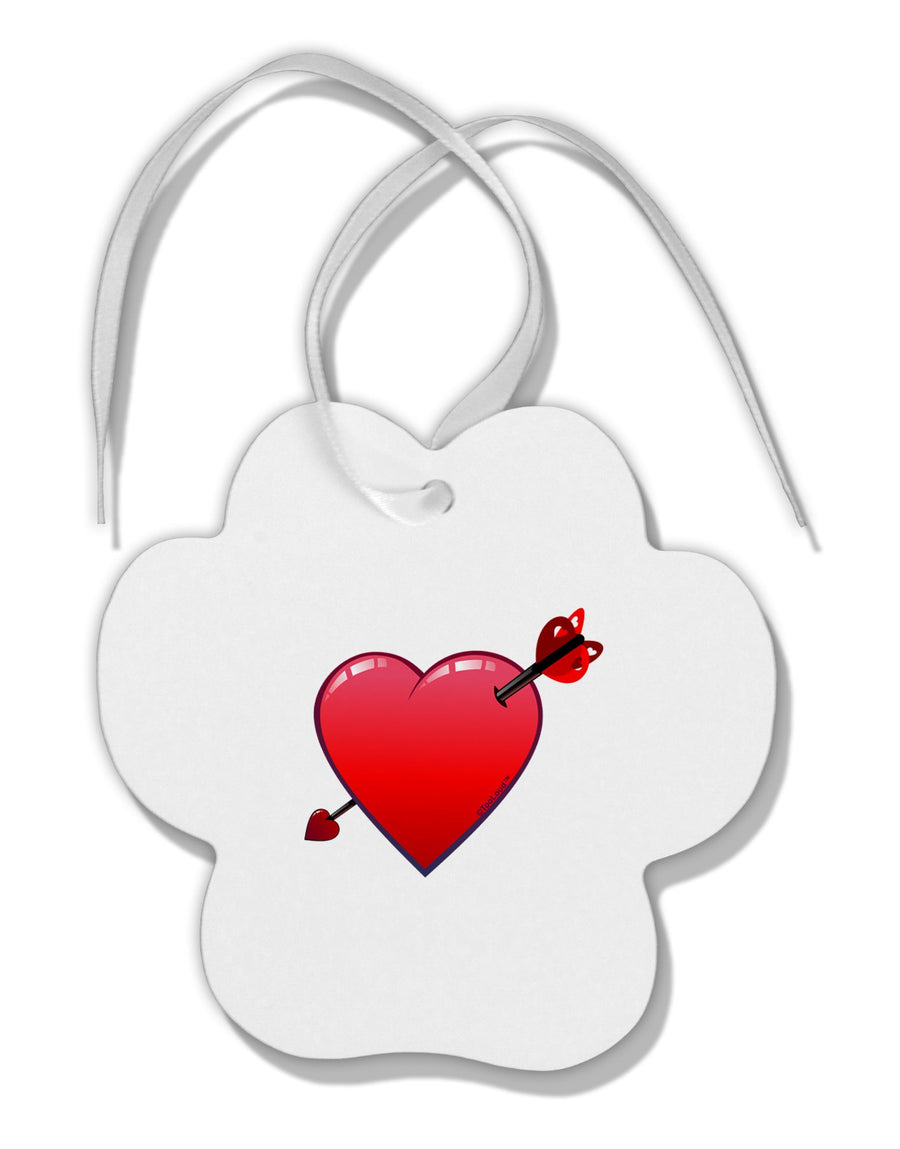 Shot Through the Heart Cute Paw Print Shaped Ornament by TooLoud-Ornament-TooLoud-White-Davson Sales