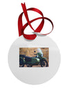 Sidecar Motorcycle Photo Circular Metal Ornament-Ornament-TooLoud-White-Davson Sales