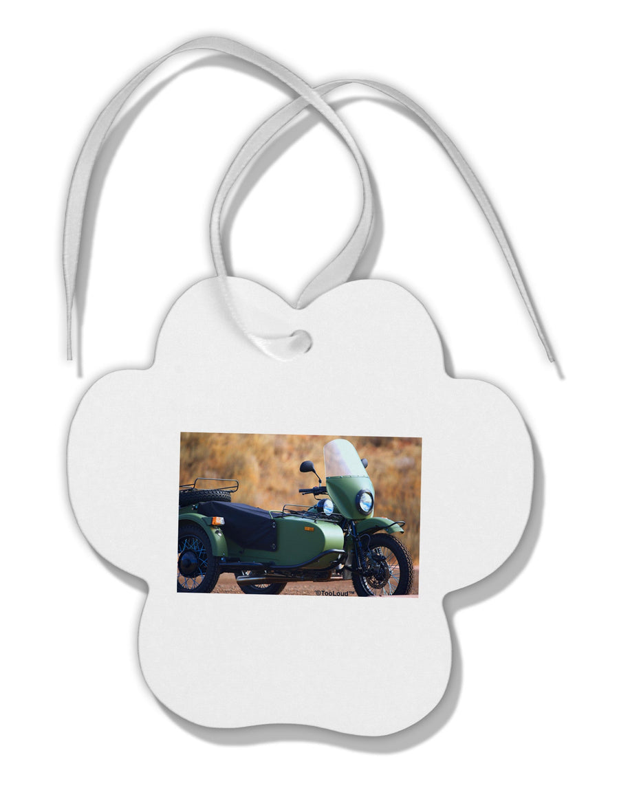 Sidecar Motorcycle Photo Paw Print Shaped Ornament-Ornament-TooLoud-White-Davson Sales