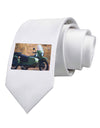 Sidecar Motorcycle Photo Printed White Necktie