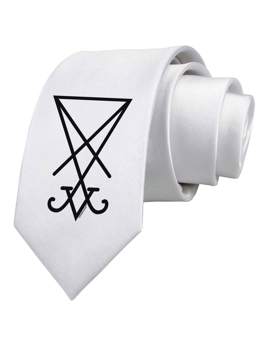 Sigil of Lucifer - Seal of Satan Printed White Necktie