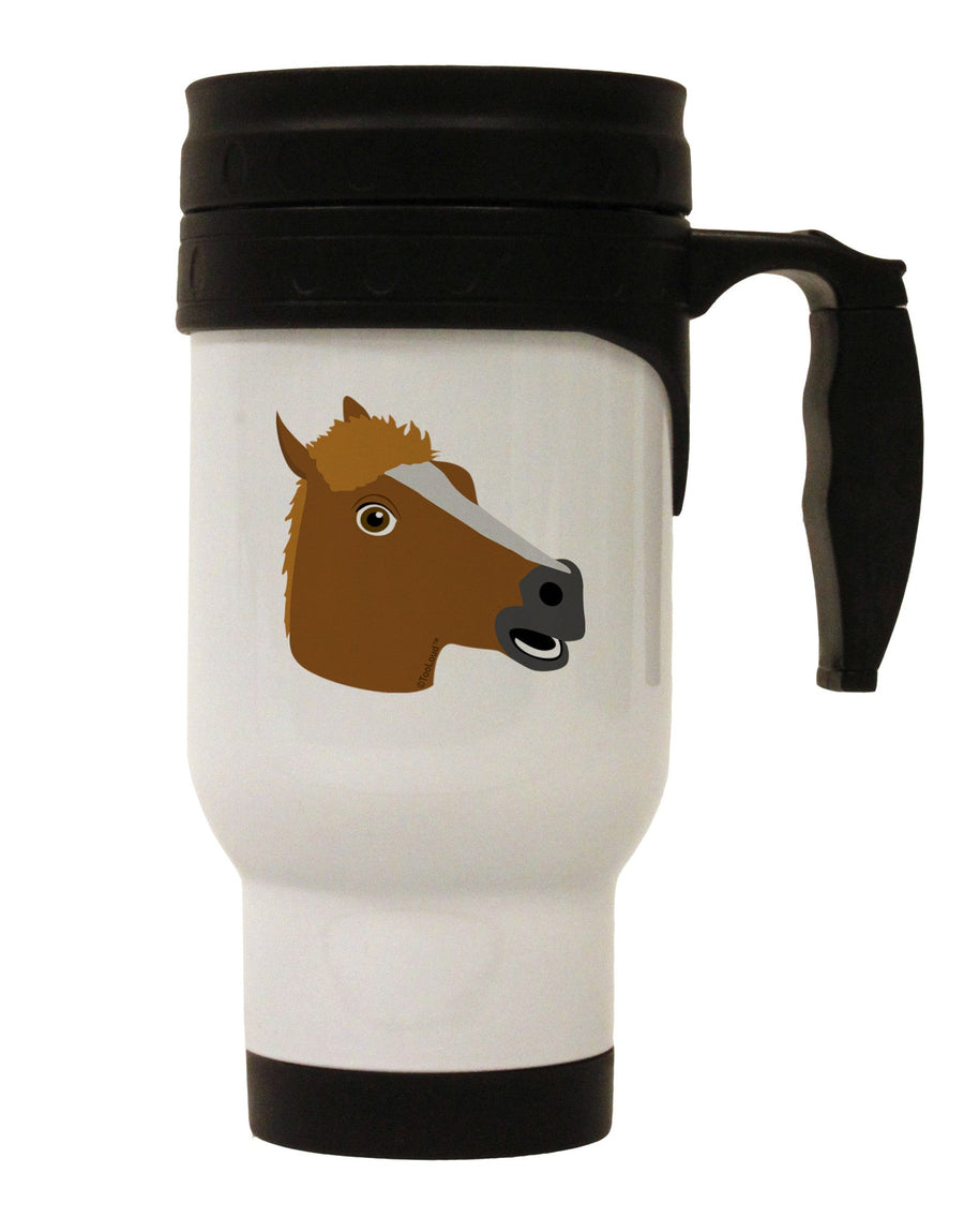 Silly Cartoon Horse Head Stainless Steel 14oz Travel Mug-Travel Mugs-TooLoud-White-Davson Sales