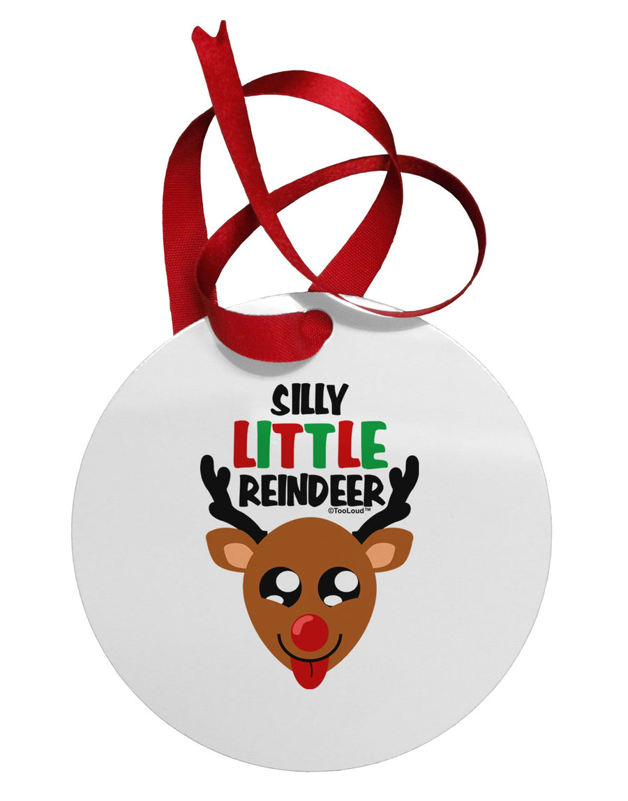 Silly Little Reindeer Matching Deer Circular Metal Ornament-Ornament-TooLoud-White-Davson Sales