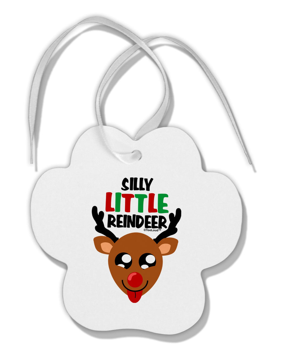 Silly Little Reindeer Matching Deer Paw Print Shaped Ornament-Ornament-TooLoud-White-Davson Sales