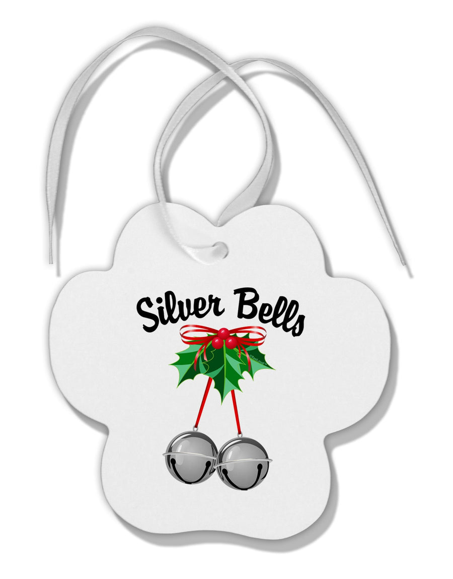 Silver Bells Paw Print Shaped Ornament by TooLoud-Ornament-TooLoud-White-Davson Sales