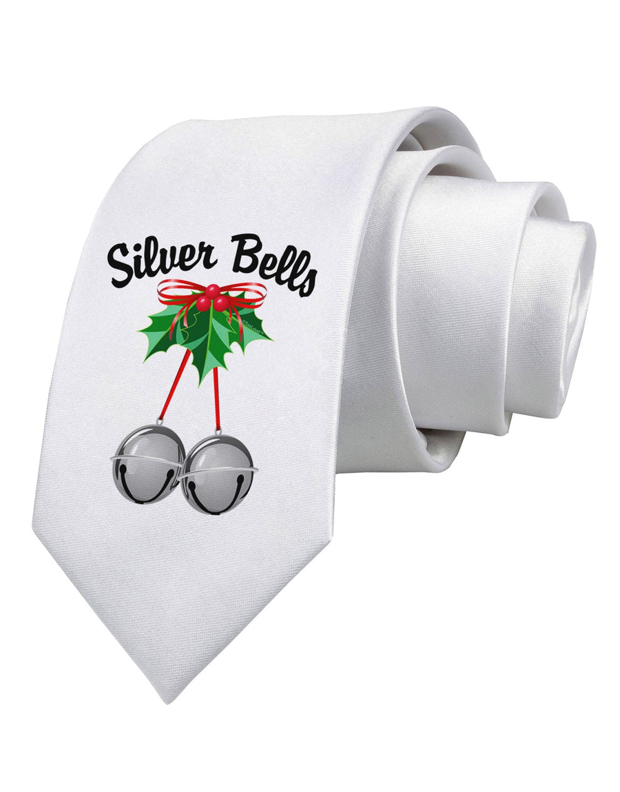 Silver Bells Printed White Necktie by