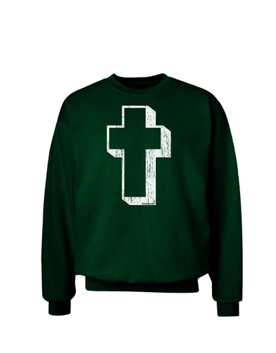 Simple Cross Design Black Distressed Adult Dark Sweatshirt by TooLoud-Sweatshirts-TooLoud-Deep-Forest-Green-Small-Davson Sales