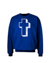 Simple Cross Design Black Distressed Adult Dark Sweatshirt by TooLoud-Sweatshirts-TooLoud-Deep-Royal-Blue-Small-Davson Sales