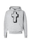 Simple Cross Design Black Distressed Hoodie Sweatshirt by TooLoud-Hoodie-TooLoud-AshGray-Small-Davson Sales