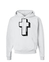 Simple Cross Design Black Distressed Hoodie Sweatshirt by TooLoud-Hoodie-TooLoud-White-Small-Davson Sales