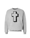 Simple Cross Design Black Distressed Sweatshirt by TooLoud-Sweatshirts-TooLoud-AshGray-Small-Davson Sales