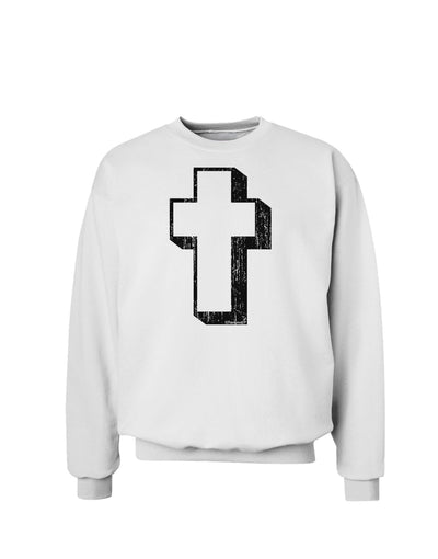 Simple Cross Design Black Distressed Sweatshirt by TooLoud-Sweatshirts-TooLoud-White-Small-Davson Sales