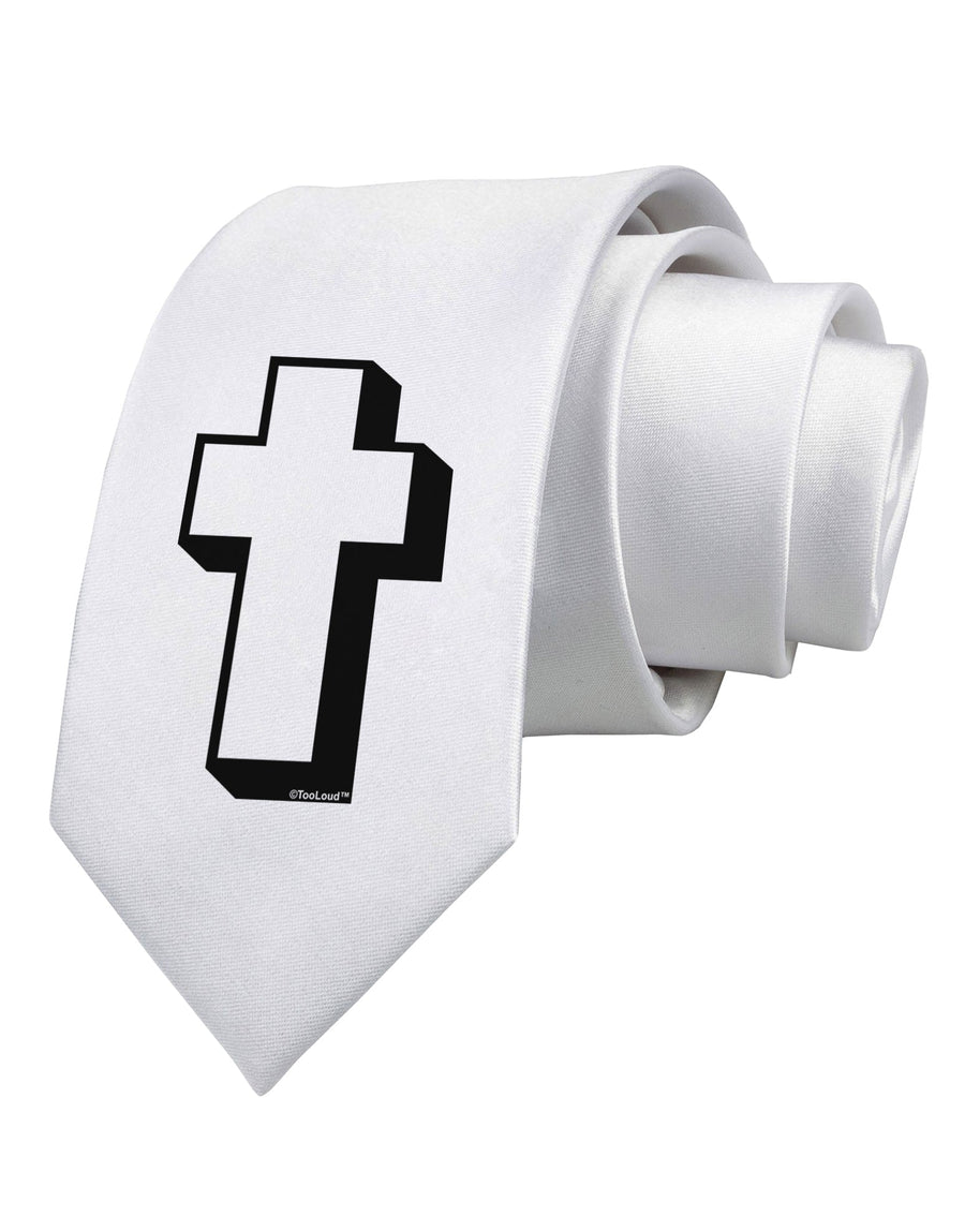 Simple Cross Design Black Printed White Necktie by TooLoud