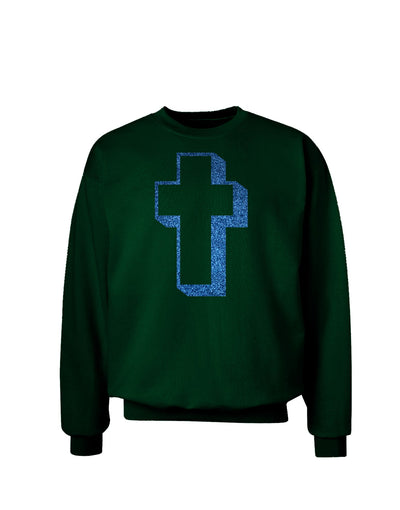 Simple Cross Design Glitter - Blue Adult Dark Sweatshirt by TooLoud-Sweatshirts-TooLoud-Deep-Forest-Green-Small-Davson Sales