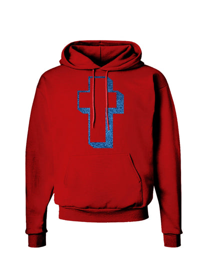 Simple Cross Design Glitter - Blue Dark Hoodie Sweatshirt by TooLoud-Hoodie-TooLoud-Red-Small-Davson Sales