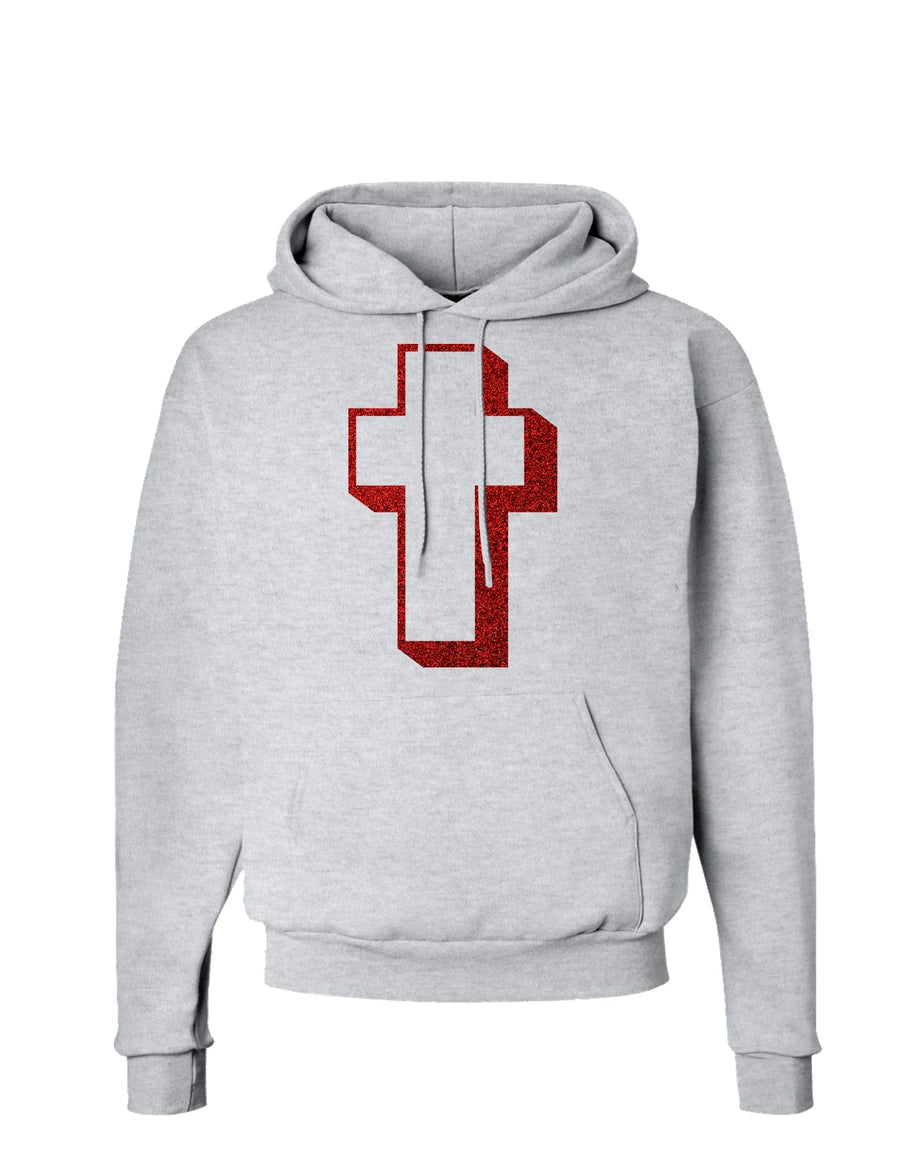 Simple Cross Design Glitter - Red Hoodie Sweatshirt by TooLoud-Hoodie-TooLoud-White-Small-Davson Sales