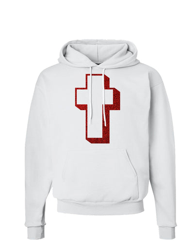 Simple Cross Design Glitter - Red Hoodie Sweatshirt by TooLoud-Hoodie-TooLoud-White-Small-Davson Sales